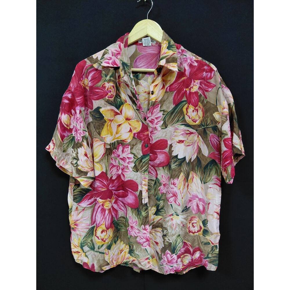 Compagnie Internationale EXPRESS Silk Floral Shirt Size S/1-See Measurements